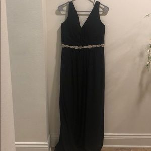 Black and diamond embellished long formal gown